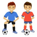 Two boys playing football. Soccer player.