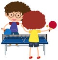 Two boys playing pingpong
