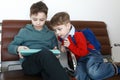 Two boys playing with tablet Royalty Free Stock Photo