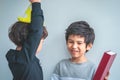 Boys playing together in birthday party Royalty Free Stock Photo