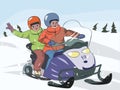 Two boys on snowmobile