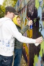 Two boys spray painting Royalty Free Stock Photo