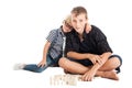 Two boys with wooden bricks