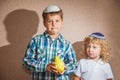 Two boys in yarmulkes