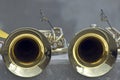 Two brass trumpets. Royalty Free Stock Photo