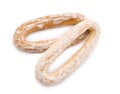 Two bread-ring in glaze isolated Royalty Free Stock Photo