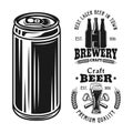 Two brewery emblems, badges, labels or logos and beer can set of vector elements isolated on white background Royalty Free Stock Photo