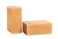 Two brick of brown common soap isollated