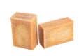 Two brick of brown common soap isollated on white