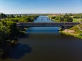 Two bridges across river Matyra in Gryazi city in Russia