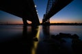 Two bridges at night Royalty Free Stock Photo