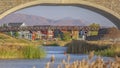 Two bridges over Oquirrh Lake seen on a sunny day Royalty Free Stock Photo