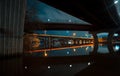 Two Bridges reflecting in a lake at night wirh Bright vibrant reflections and light trails