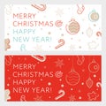 Two bright Christmas postcards with Christmas toys