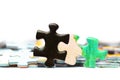 Two bright puzzle pieces connected Royalty Free Stock Photo