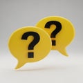 Two Yellow Speech Bubbles with Black Question Marks chat Royalty Free Stock Photo