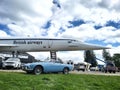 Two British icons, Concorde & MGB sports car. Royalty Free Stock Photo