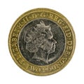 Two british pound coin 2007 isolated Royalty Free Stock Photo