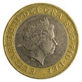 Two british pounds coin 1998 isolated Royalty Free Stock Photo