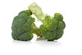 Two broccoli florets on white Royalty Free Stock Photo