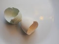 Empty egg shell on a white plate. Royalty Free Stock Photo