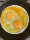 Two broken eggs in a pan Royalty Free Stock Photo
