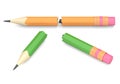 Two broken pencils Royalty Free Stock Photo