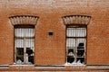 Two broken windows of old plant Royalty Free Stock Photo
