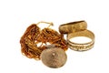 Two bronze bracelets and a necklace Royalty Free Stock Photo
