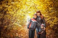 Two brothers in autumn park Royalty Free Stock Photo