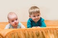 Wo boys brother lying on the bed Royalty Free Stock Photo