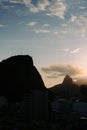 Two Brothers mountain view from Copacabana, Rio de Janeiro, Brazil