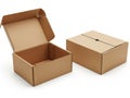 Two brown cardboard boxes isolated on white background Royalty Free Stock Photo
