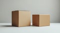 Two Brown Cardboard Boxes on Neutral Background Generative AI Royalty Free Stock Photo
