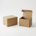 Two brown cardboard boxes on a white surface Royalty Free Stock Photo