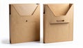 Two Brown Cardboard File Boxes on White Seamless Background Office Supply Royalty Free Stock Photo