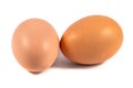 Two brown chicken eggs isolated on white Royalty Free Stock Photo