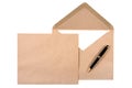 It is two brown document envelope with white paper and pen isolated Royalty Free Stock Photo