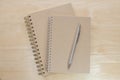 Two brown notebook and pencil metallic Royalty Free Stock Photo