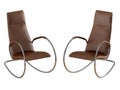 Two brown rocking chair on a white background 3d rendering Royalty Free Stock Photo