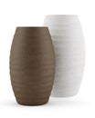 Two brown and white ceramic vases isolated on white