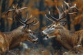 Two bucks fighting each other. Generative AI. Royalty Free Stock Photo