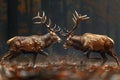 Two bucks fighting each other. Generative AI. Royalty Free Stock Photo