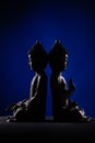 Two Buddhas Shakyamuni`s figure in a meditation pose. Royalty Free Stock Photo