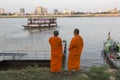 Two monks in Phnom Penh in late afternoon