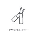 Two Bullets linear icon. Modern outline Two Bullets logo concept Royalty Free Stock Photo