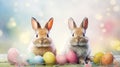 Two Bunnies with Easter Eggs Royalty Free Stock Photo