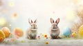Two Bunnies with Easter Eggs Royalty Free Stock Photo