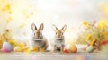 Two Bunnies with Easter Eggs Royalty Free Stock Photo