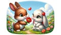 Two Bunnies in Love